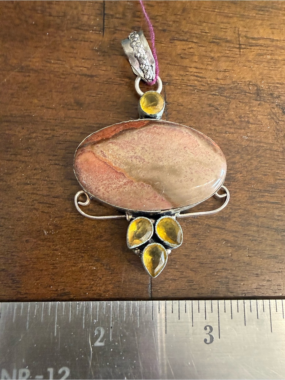 Jasper and Yellow Citrine Silver Pendant - Picture 2 of 3